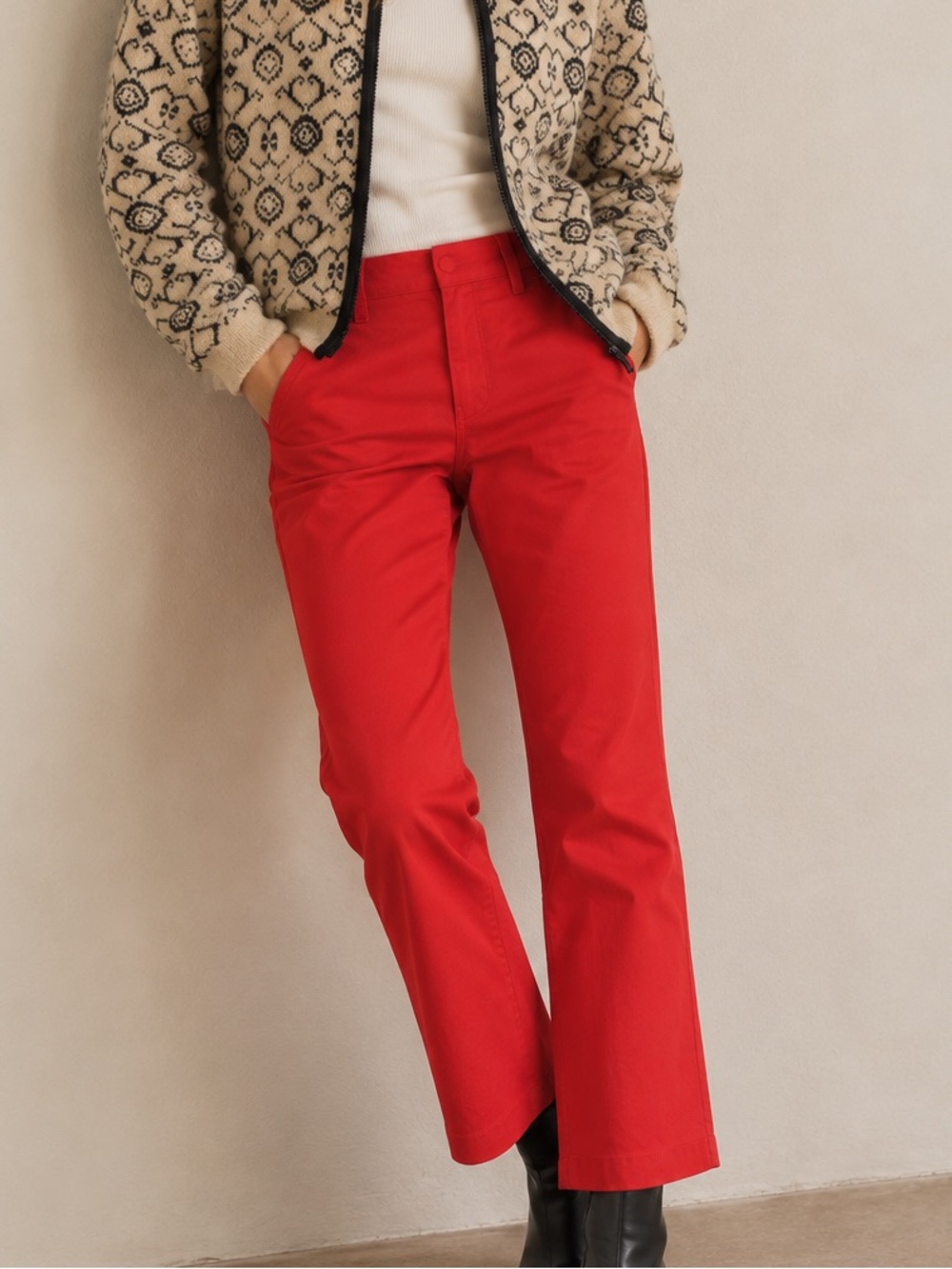 Lands’ End Red Mid-Rise Slim Leg Cotton Pants Size 6